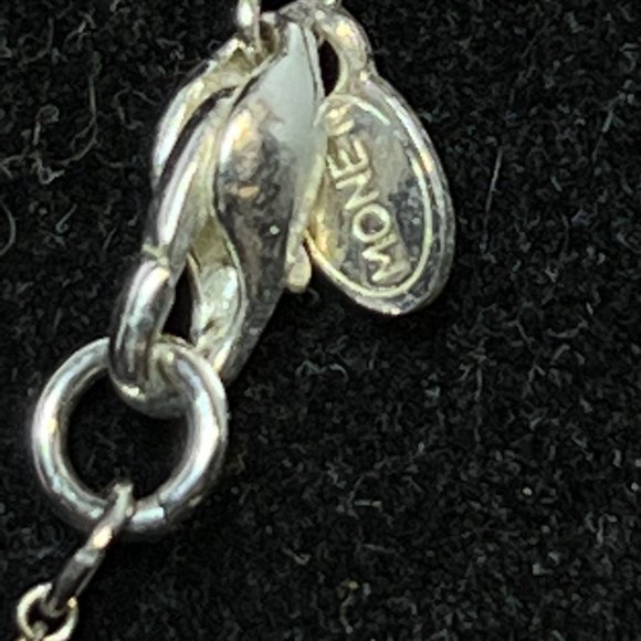 Monet Silver Tone And Clear Rhinestone Rolo Chain Necklace 16' (3991) - Picture 4 of 4